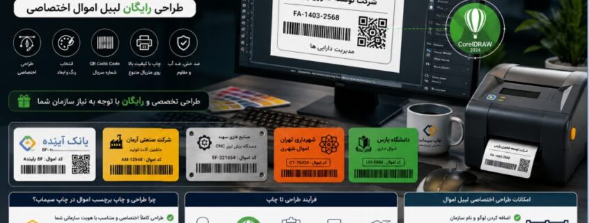طراحی و چاپ برچسب اموال | طراحی رایگان لیبل اموال اختصاصی