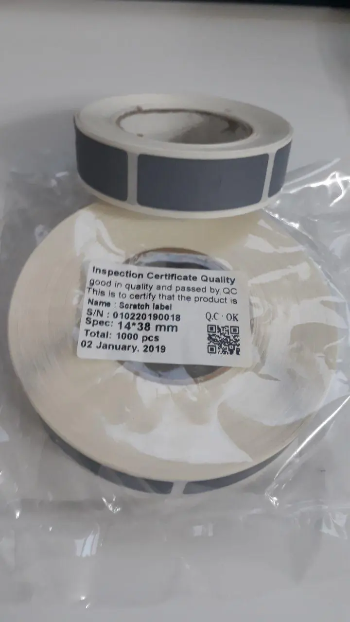 لیبل اسکرچ پوشش رمز سایز 14*38 میل