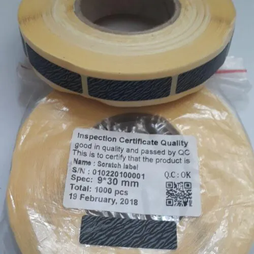 لیبل اسکرچ پوشش رمز سایز 9*30 میلیمتر