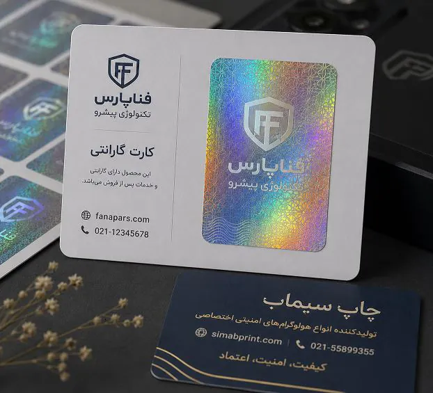 هولوگرام اختصاصی ۲×۳ سانتی‌متر؛ انتخابی مناسب برای کارت گارانتی، اصالت کالا و محصولات الکترونیکی