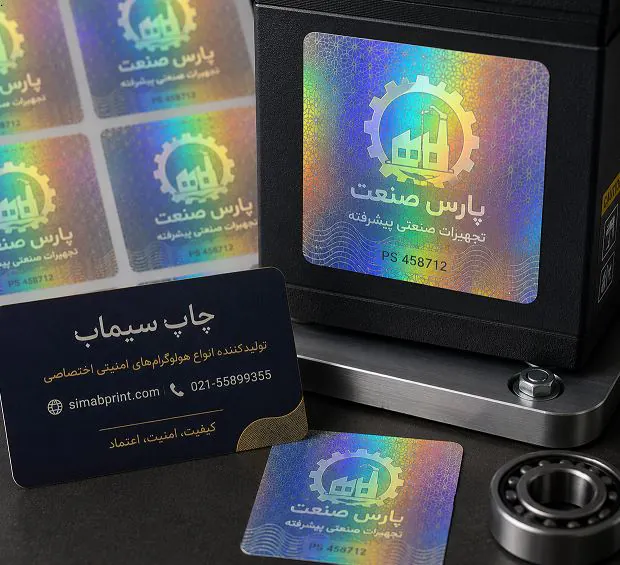 هولوگرام اختصاصی ۴×۴ سانتی‌متر؛ انتخابی مطمئن برای تجهیزات صنعتی و محصولات باارزش